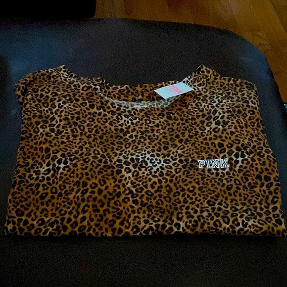 NWT Pink by Victoria's Secret Leopard Crop Top - Picture 2 of 8